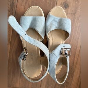 Light Blue Faux Suede Platform Sandals